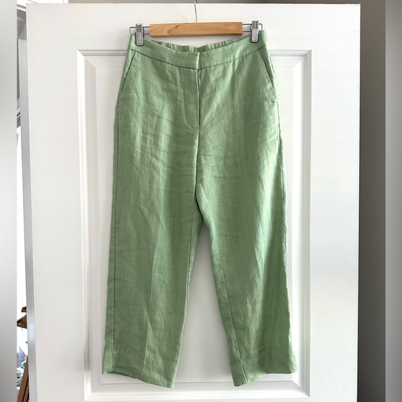 Mango Straight Linen Green Pant - Picture 2 of 5